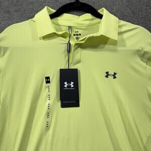 Under Armour Drive Chill Polo Medium Avocado Yellow Iso-Chill UPF 50+ Loose Golf